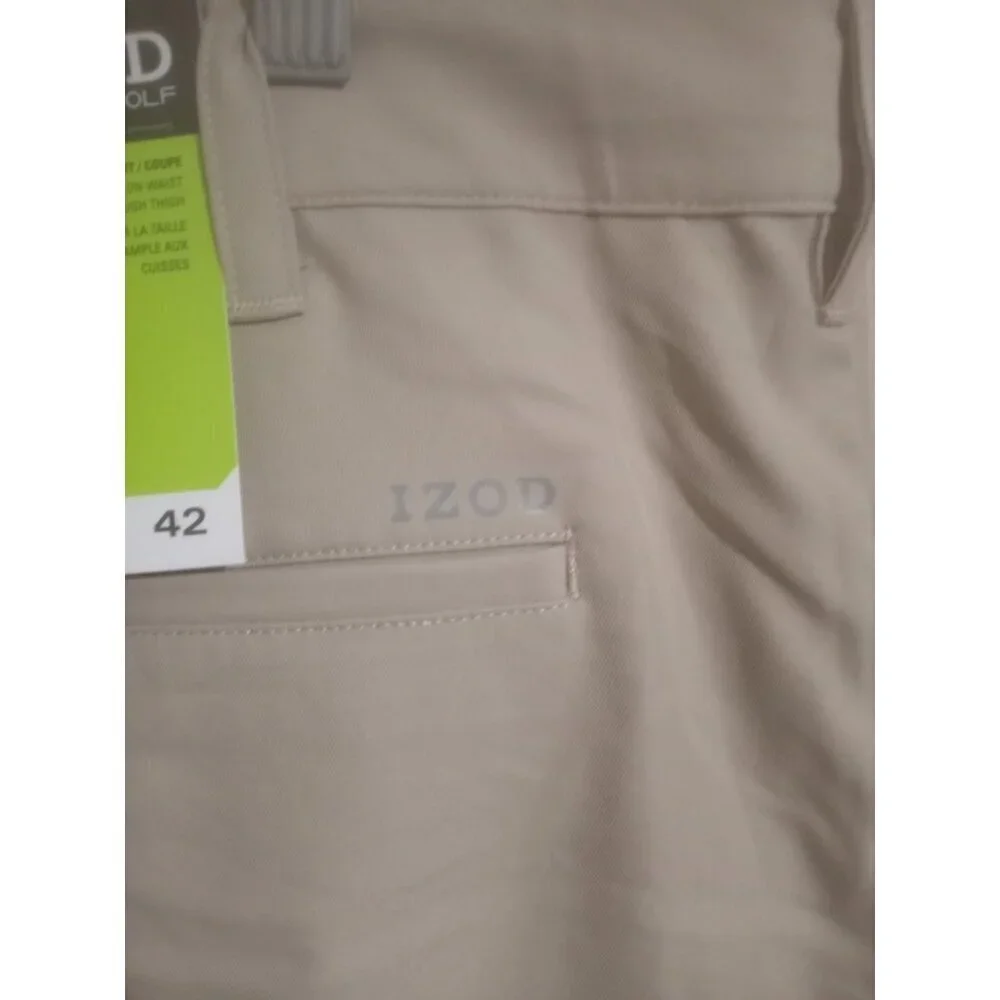 Izod Golf Shorts Mens 42 Brown Classic Fit Stretch Wicking Sun Control Poly New